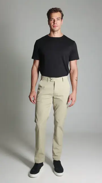 Calça Sarja Compact Flex Bolso Faca Brooksfield: look bege casual