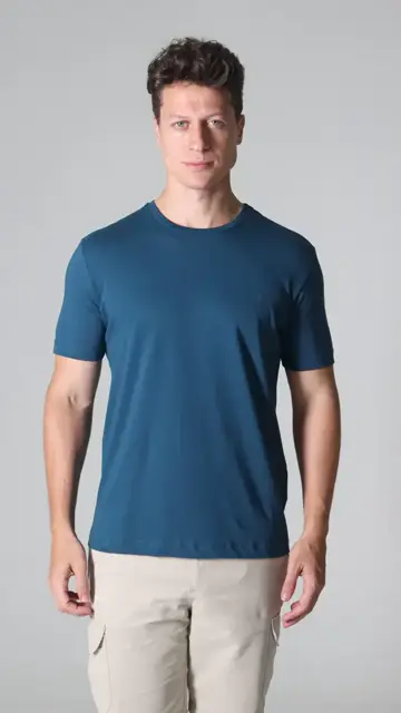 T-Shirt Manga Curta Gola Careca Pima Brooksfield: frente e costas