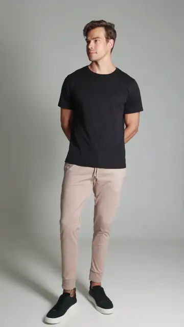Calça Malha Performace Bolso Faca Brooksfield: look jogger bege