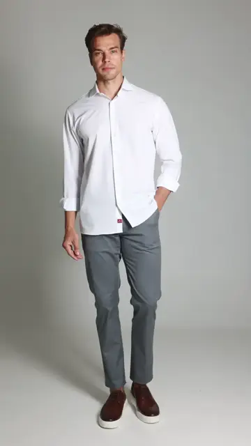 Calça Sarja Bolso Faca Stretch Express Brooksfield: look com camisa branca