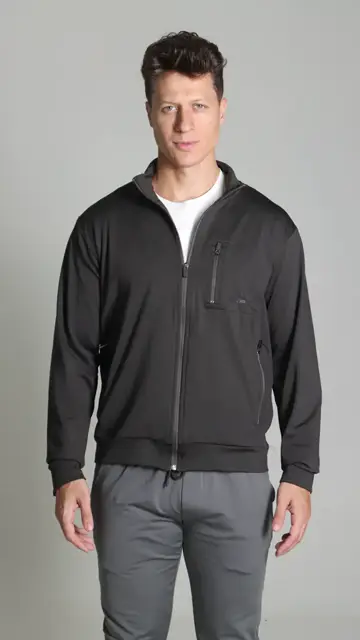 Blusão Aberto Gola Alta Bolso Frontal Thermoblock Brooksfield: frente, costas e detalhes