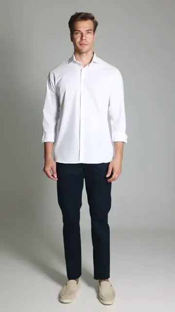 Calça Sarja Bolso Faca Azul-Marinho Brooksfield: caimento e look